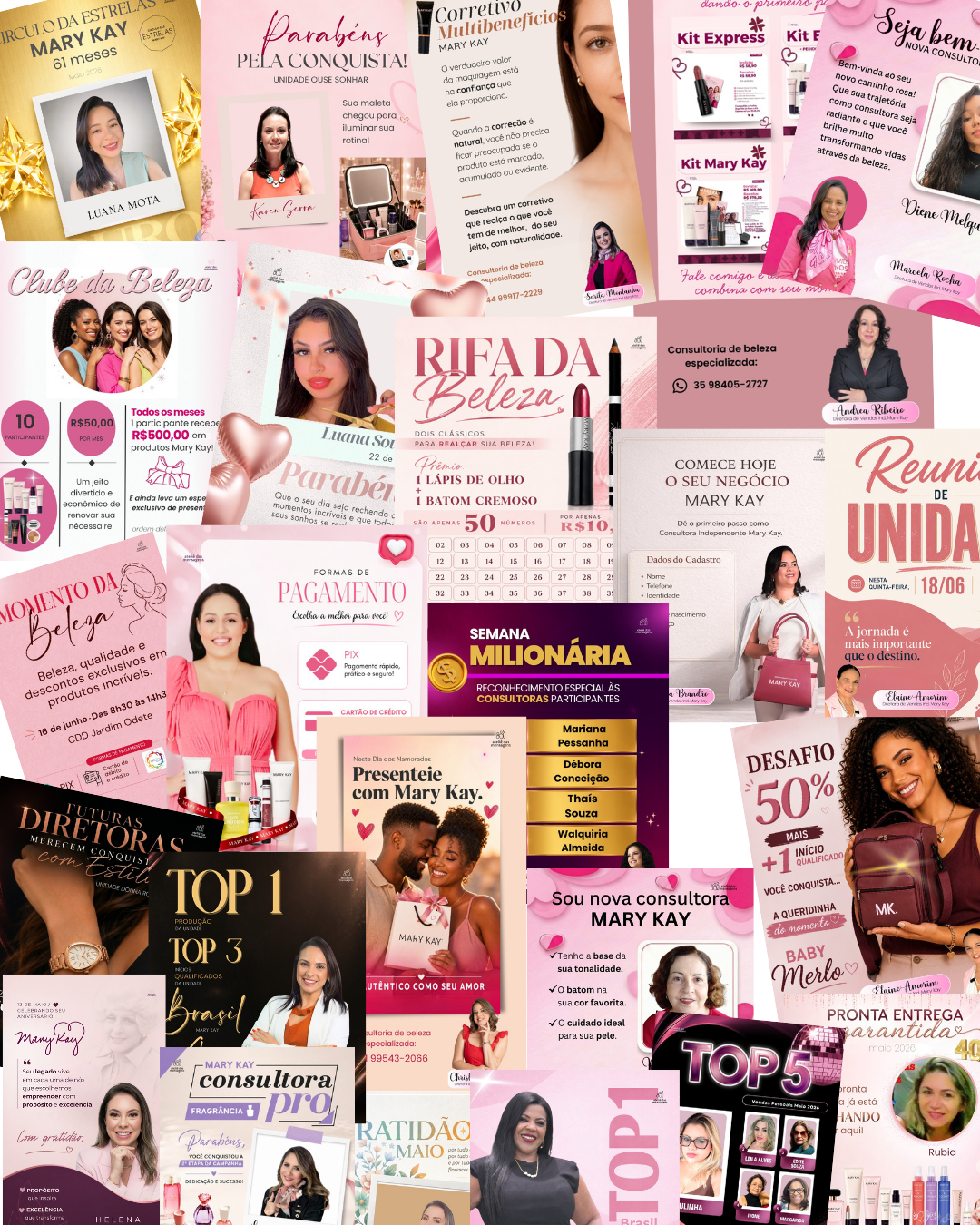 Materiais de divulgação e conteúdo diário para diretoras Mary Kay